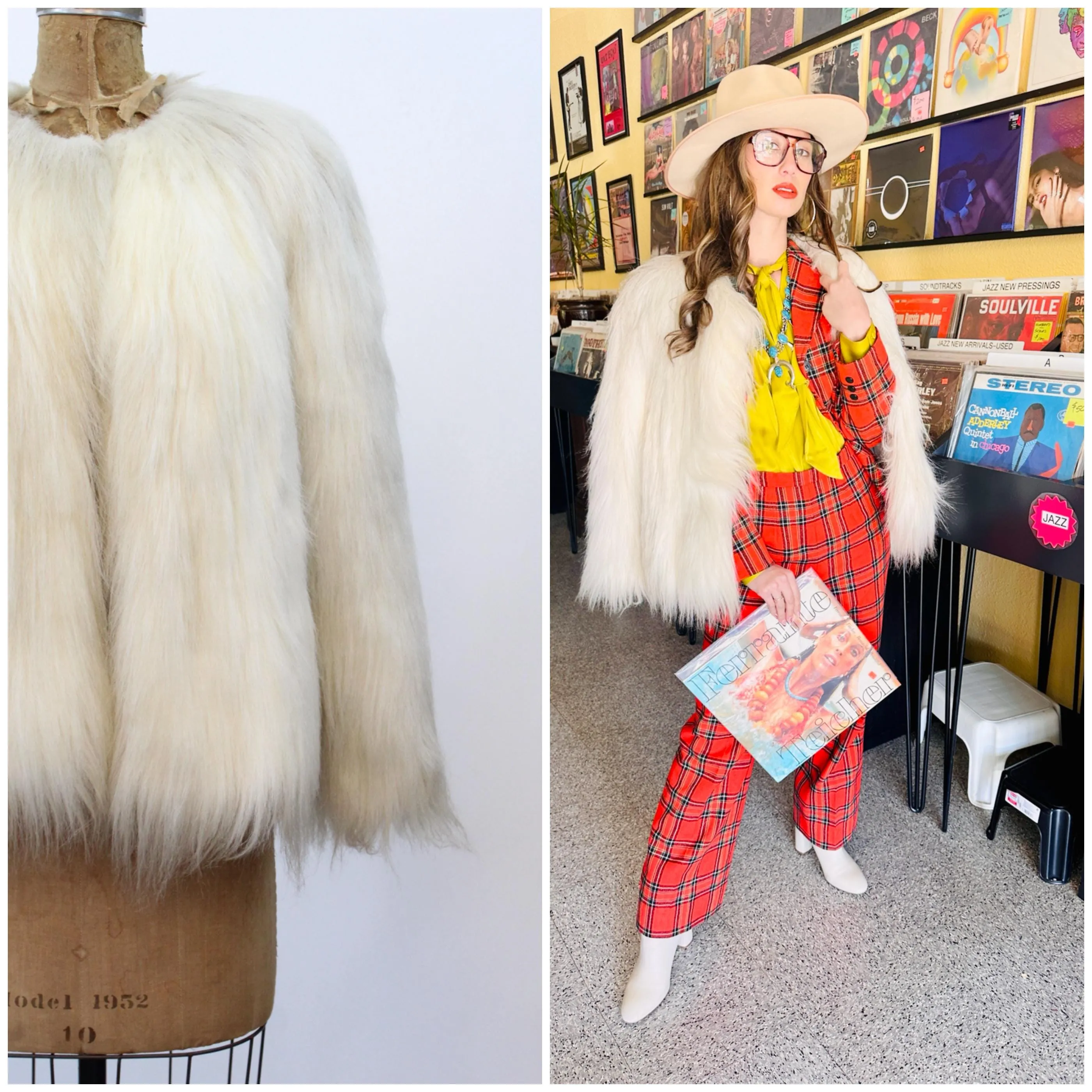 1960s RUSSEL TAYLOR faux shaggy fur coat jacket | new fall winter