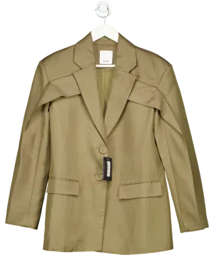 Acler Storm Green Penrith Linen Blend Oversize Blazer Jacket UK 6