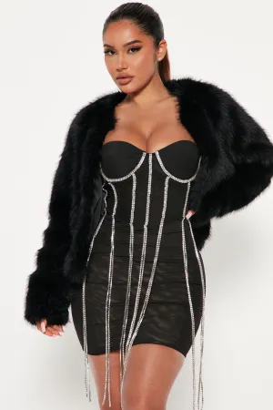 Always Together Faux Fur Jacket - Black
