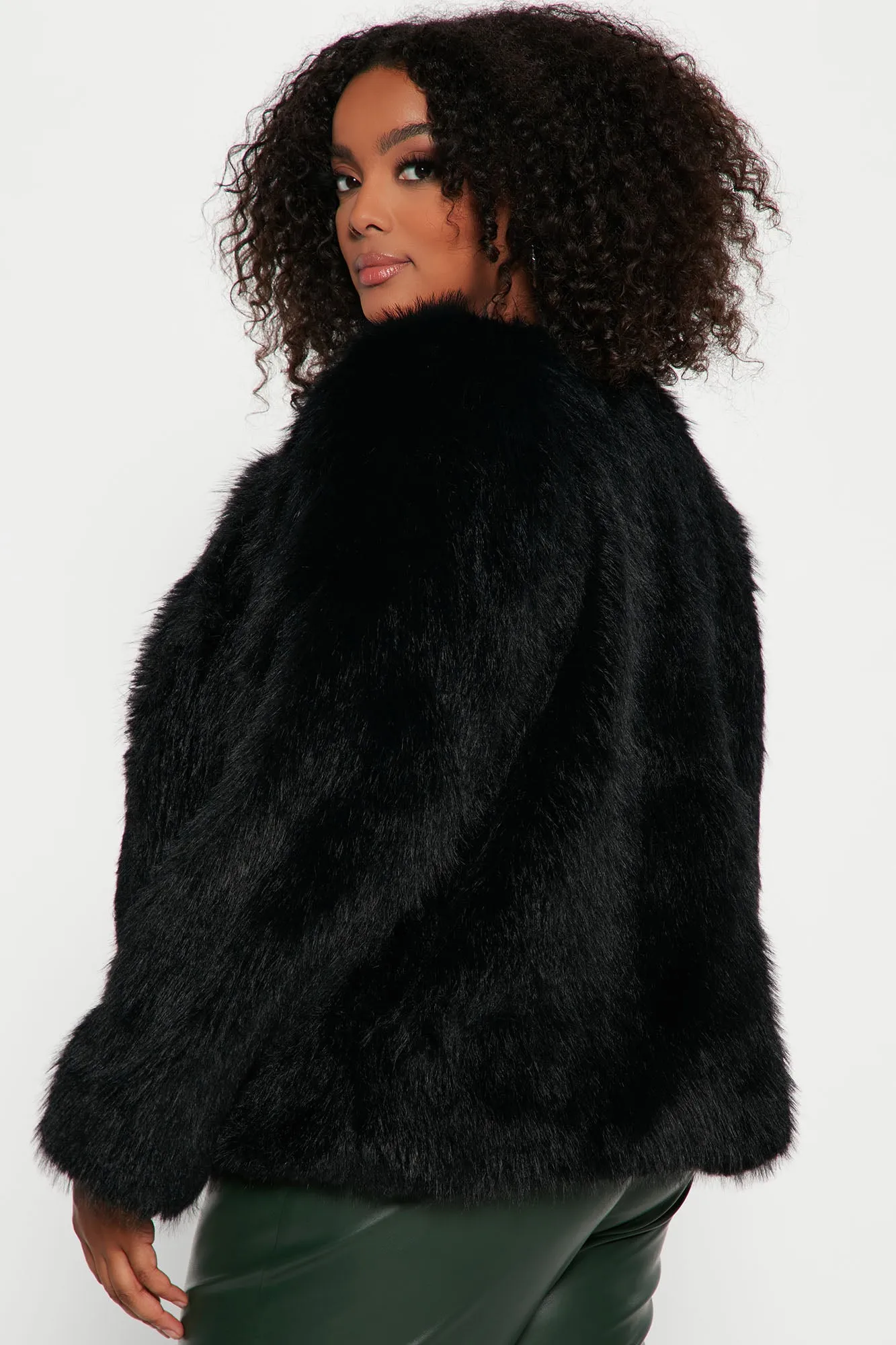 Always Together Faux Fur Jacket - Black