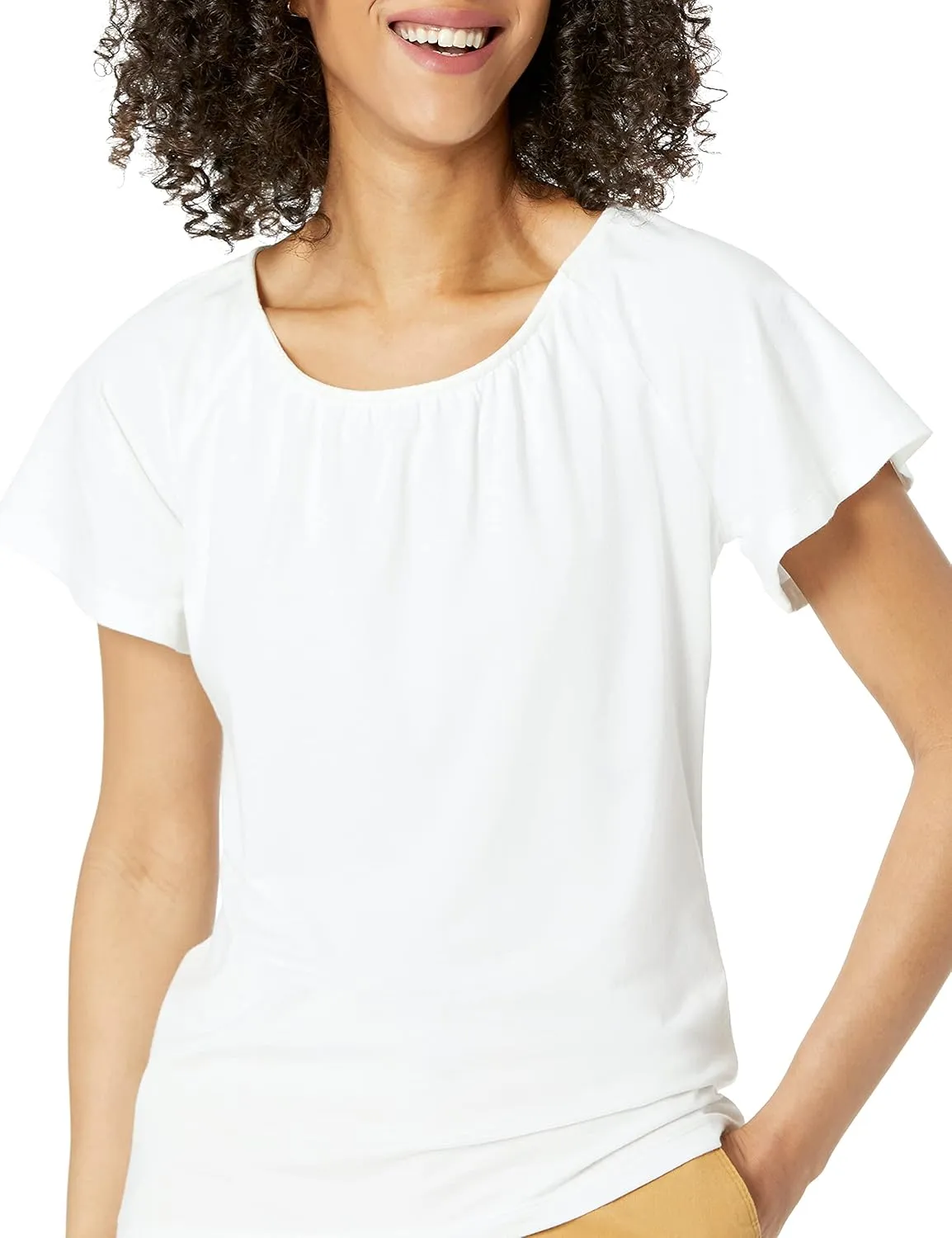 Amazon Essentials Women's Classic-Fit Cape Sleeve Open Crewneck T-Shirt