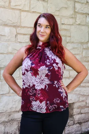 Bishop And Young Moon Light Mile Esme Tie Neck Top In Dahlia