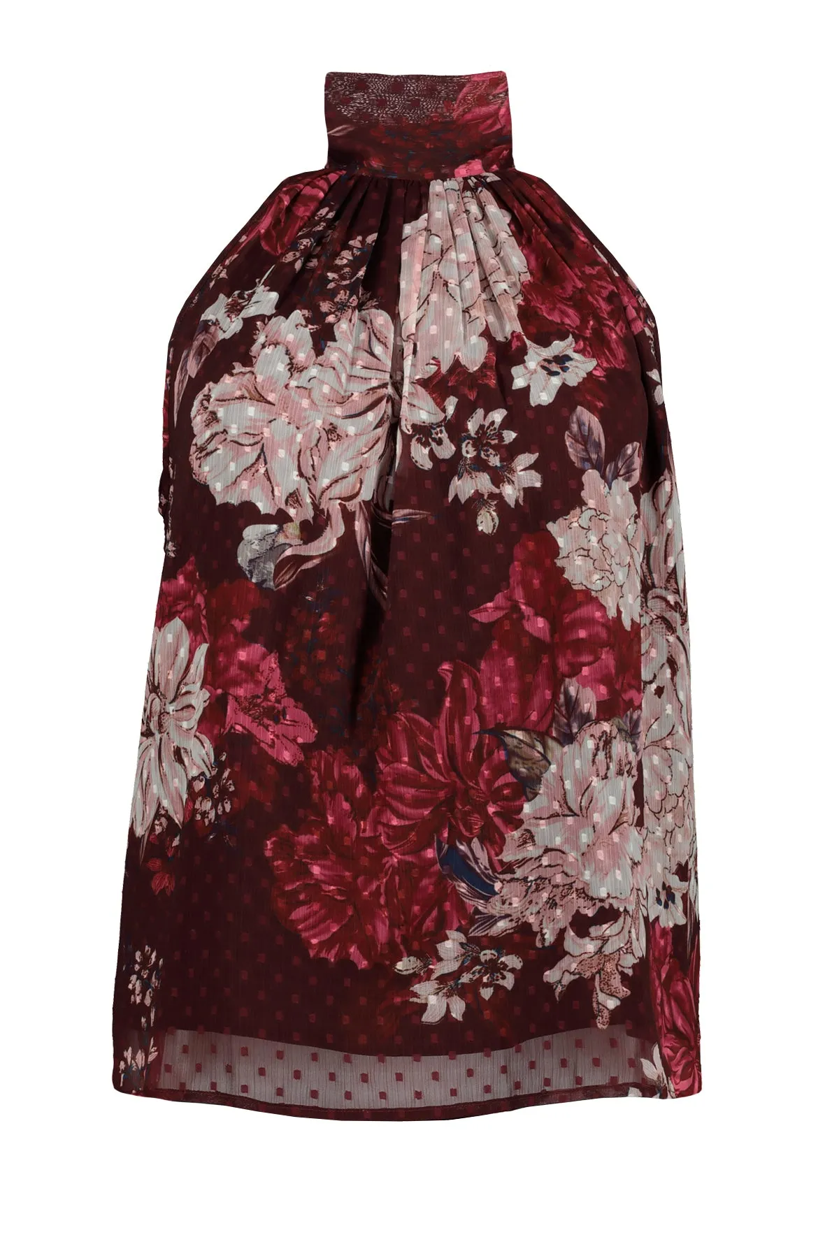 Bishop And Young Moon Light Mile Esme Tie Neck Top In Dahlia