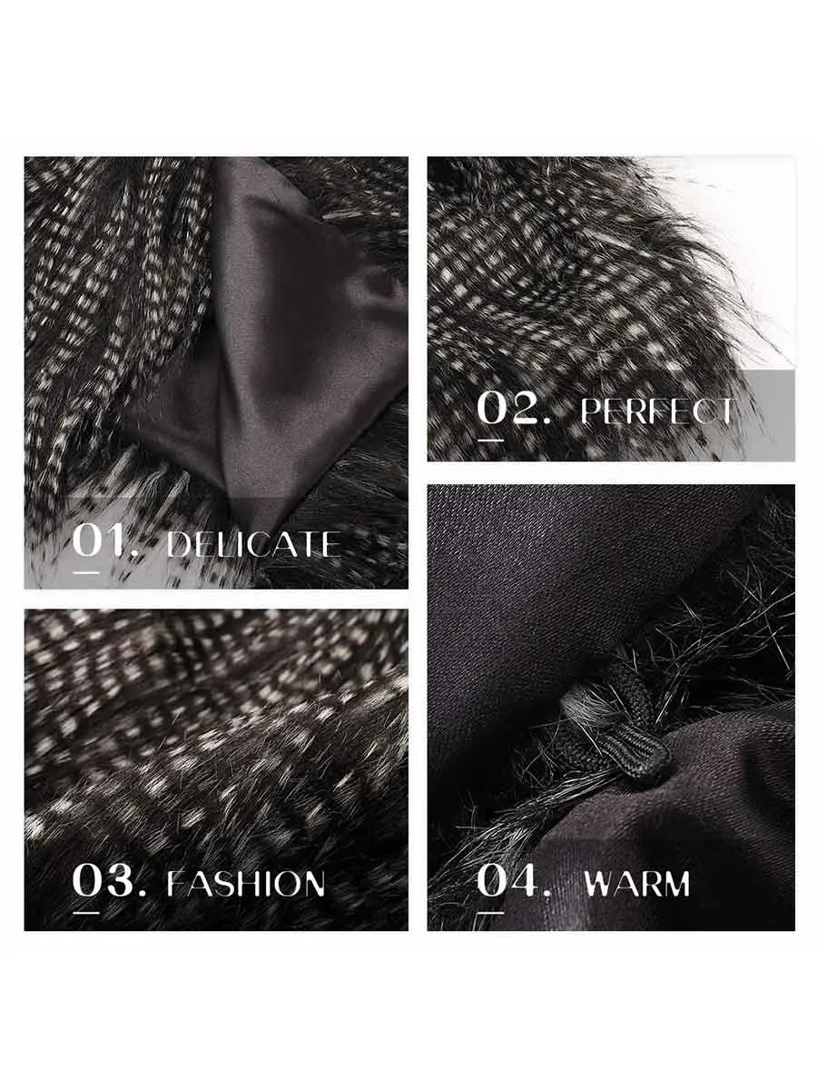 Black Fur Coat Peacock Fur Full Sleeve Winter Stylish Jacket