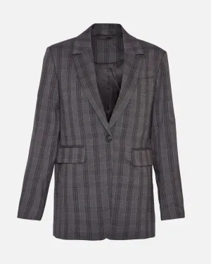 Calile Loose Blazer CHK - Dark Grey