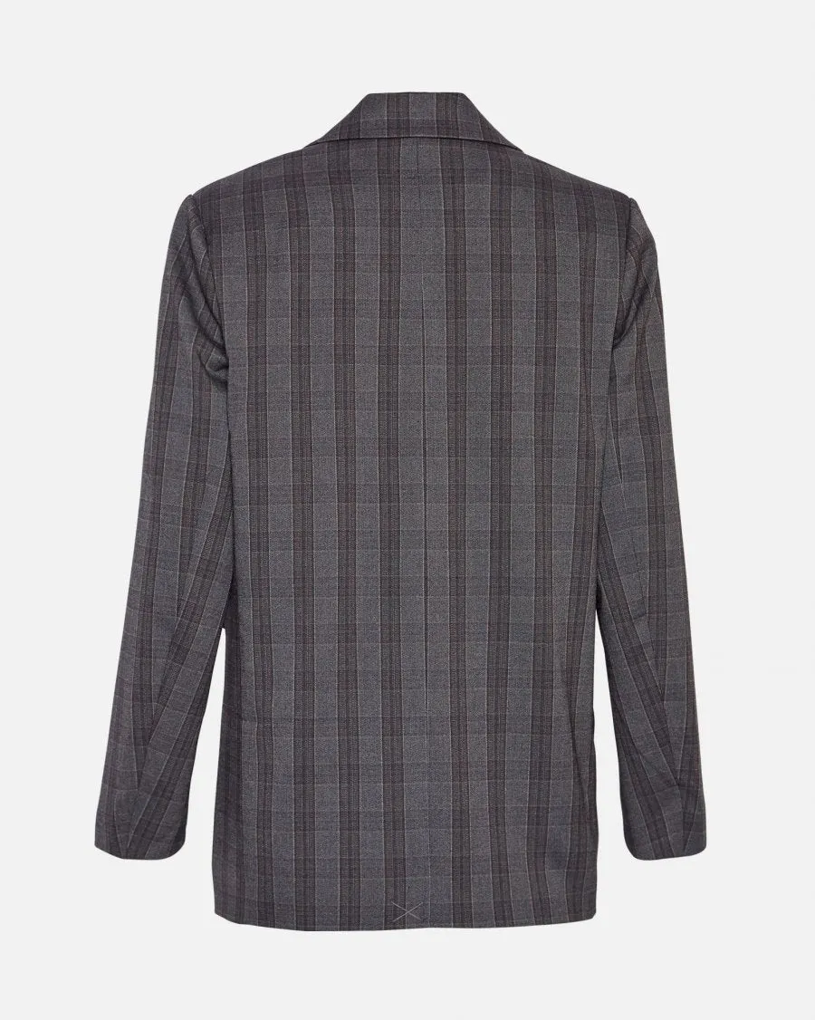 Calile Loose Blazer CHK - Dark Grey