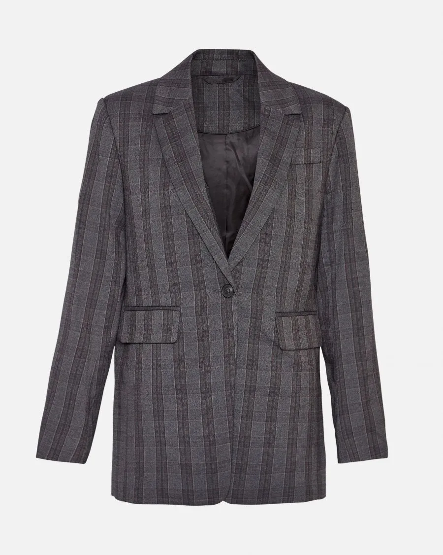 Calile Loose Blazer CHK - Dark Grey