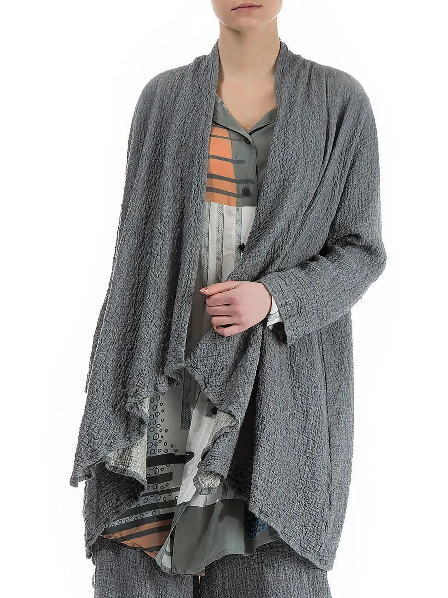 Casual Wool Cardigan Jacket with Irregular Hem