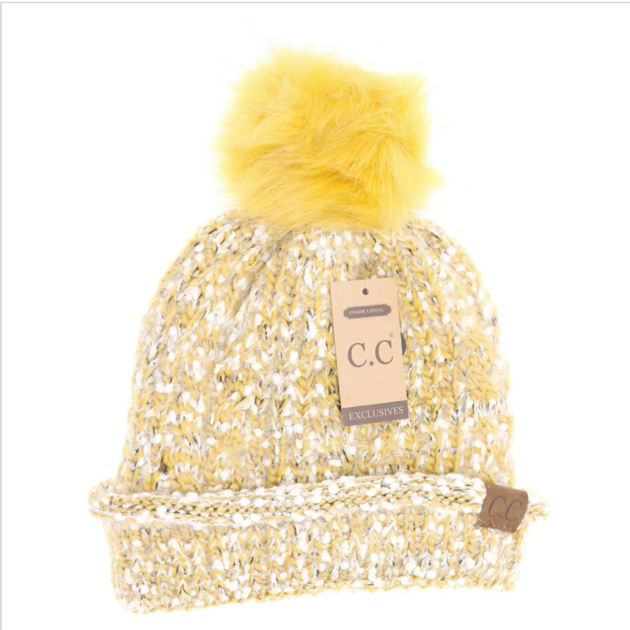 CC Beanie Pom Lined Popcorn Fur