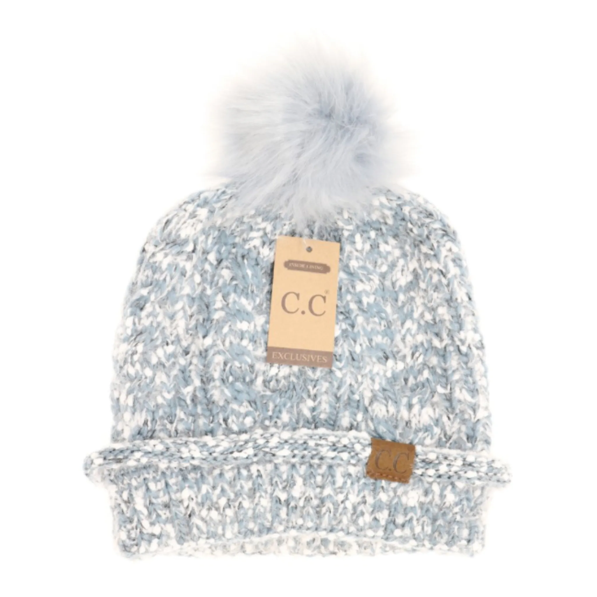 CC Beanie Pom Lined Popcorn Fur