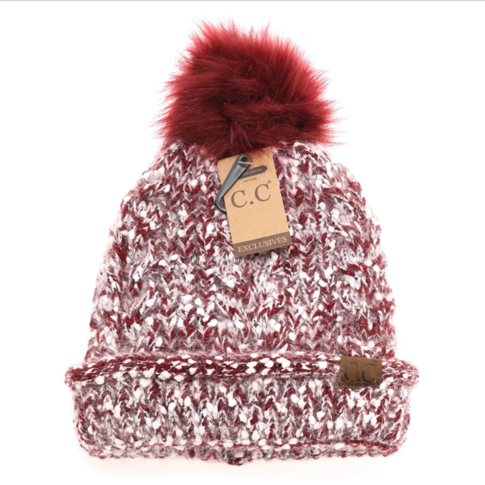 CC Beanie Pom Lined Popcorn Fur