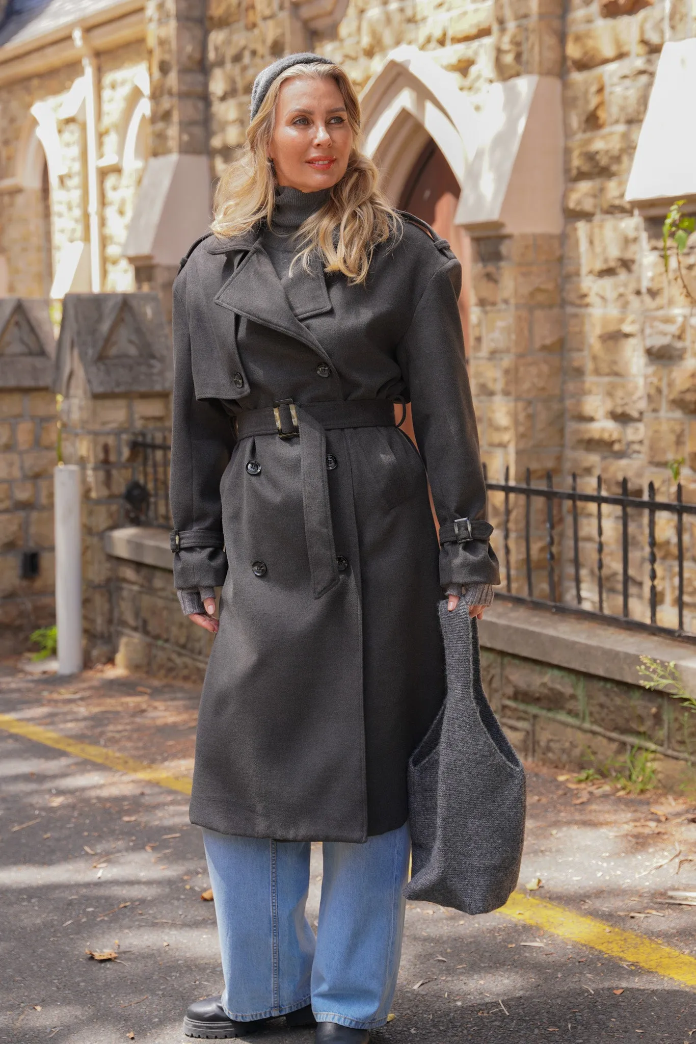 Charcoal Oversize Lux Coat