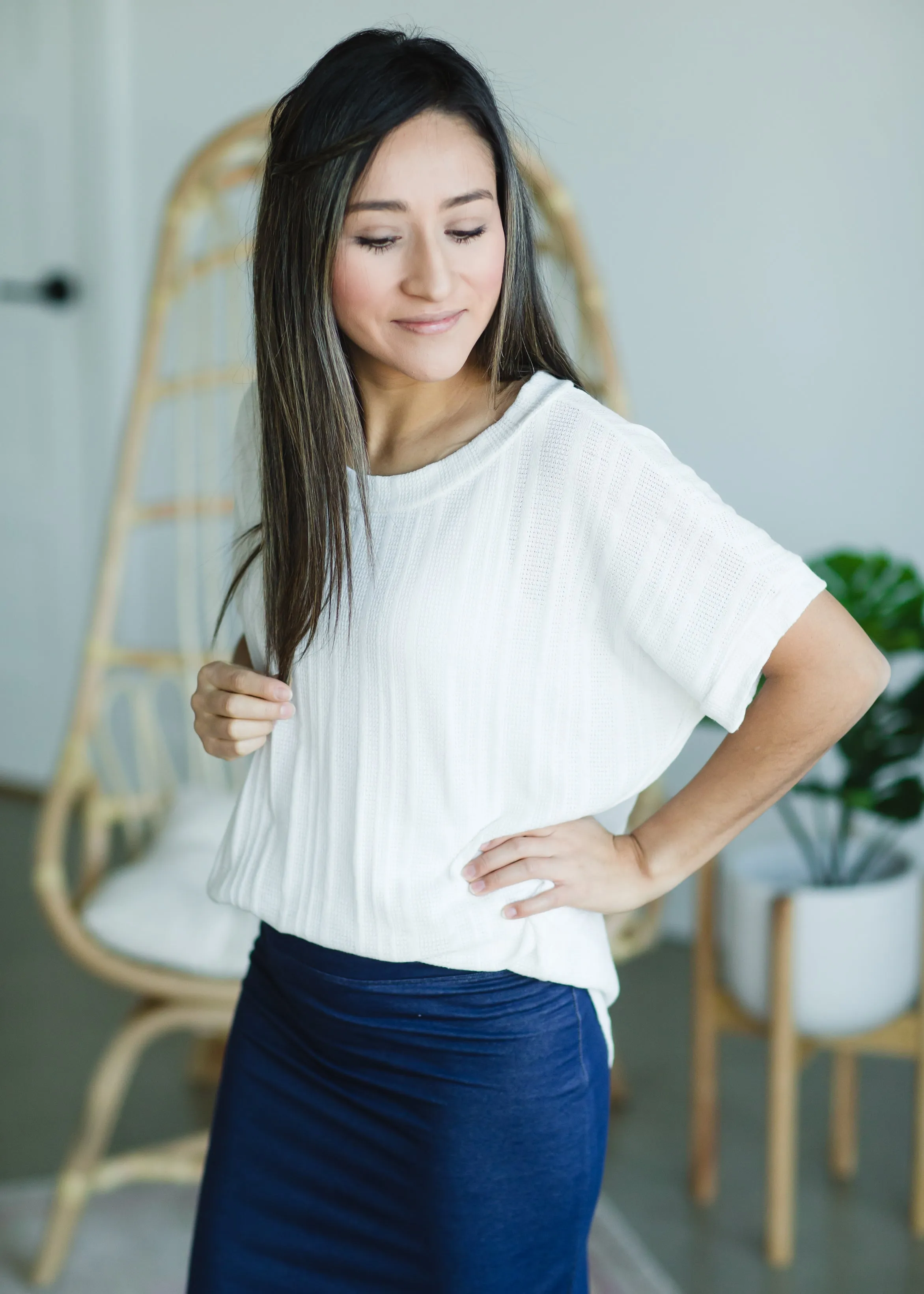 Ivory Textured Loose Knit Top