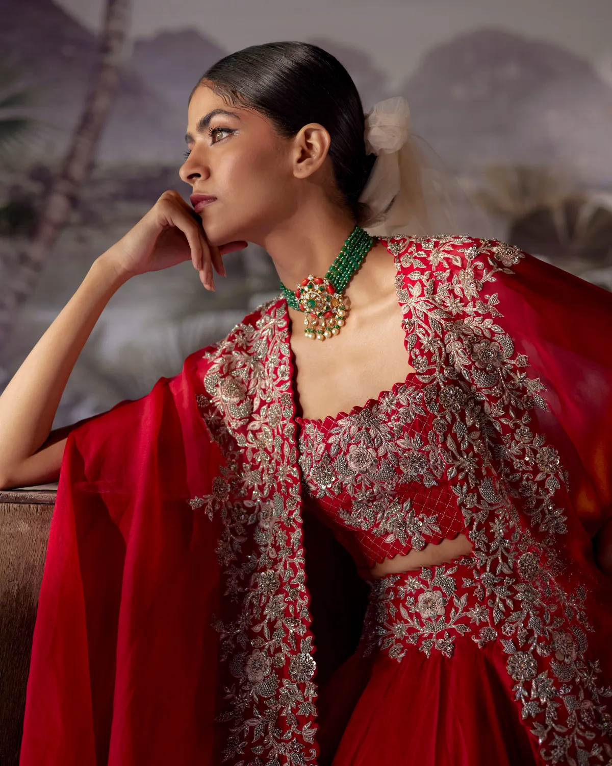 Kamala Red Skirt & Cape Set