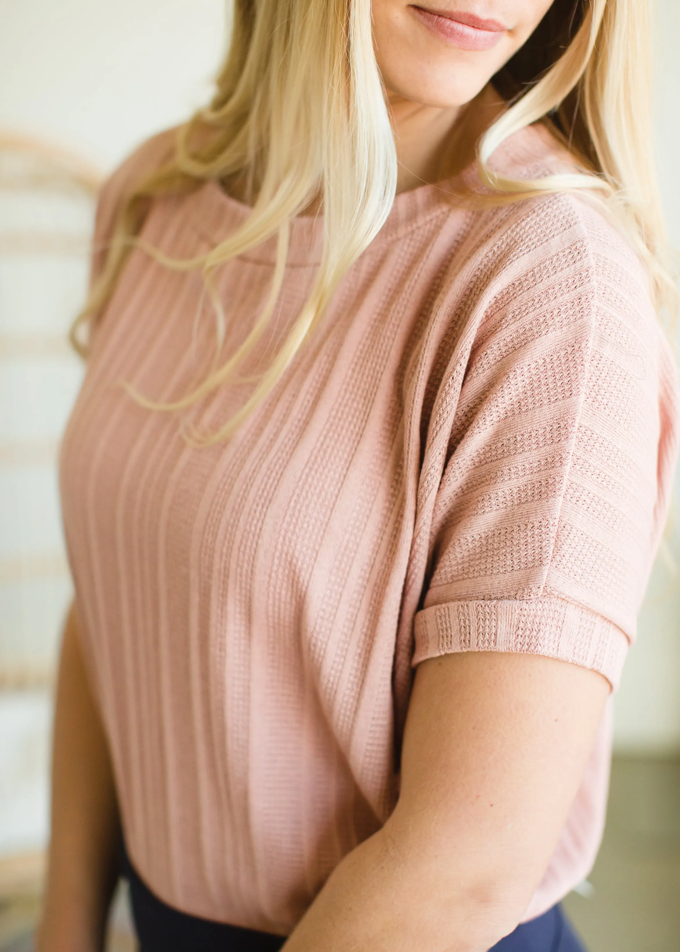 Mauve Textured Loose Knit Top - FINAL SALE