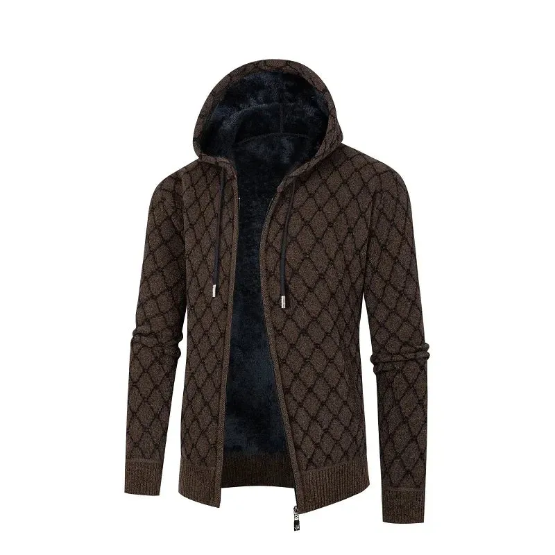 Mens Hooded Jacket - Zip-Up Front - Textured Outer - Soft Lining - Regular Fit