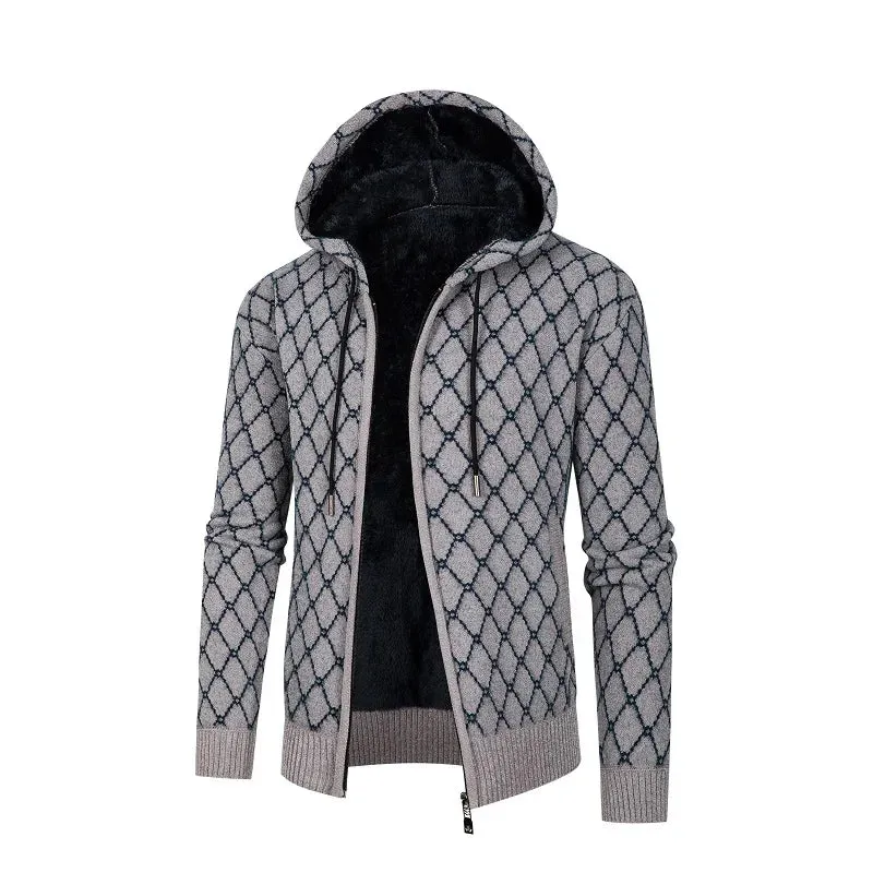 Mens Hooded Jacket - Zip-Up Front - Textured Outer - Soft Lining - Regular Fit