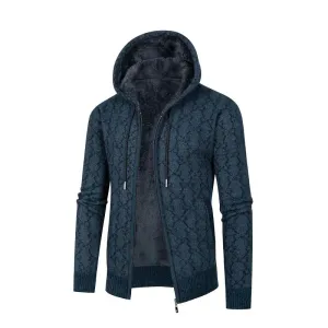 Mens Hooded Jacket - Zip-Up Front - Textured Outer - Soft Lining - Regular Fit