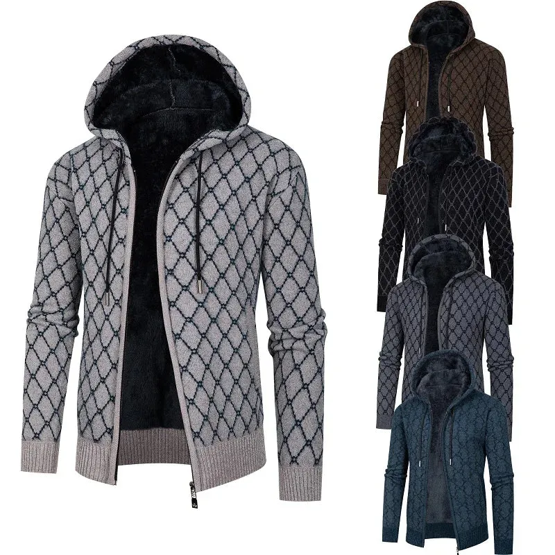 Mens Hooded Jacket - Zip-Up Front - Textured Outer - Soft Lining - Regular Fit