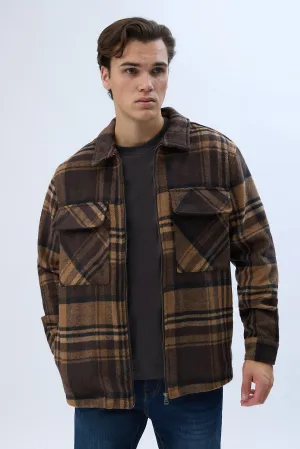 North Western Zip-Up Plaid Shacket