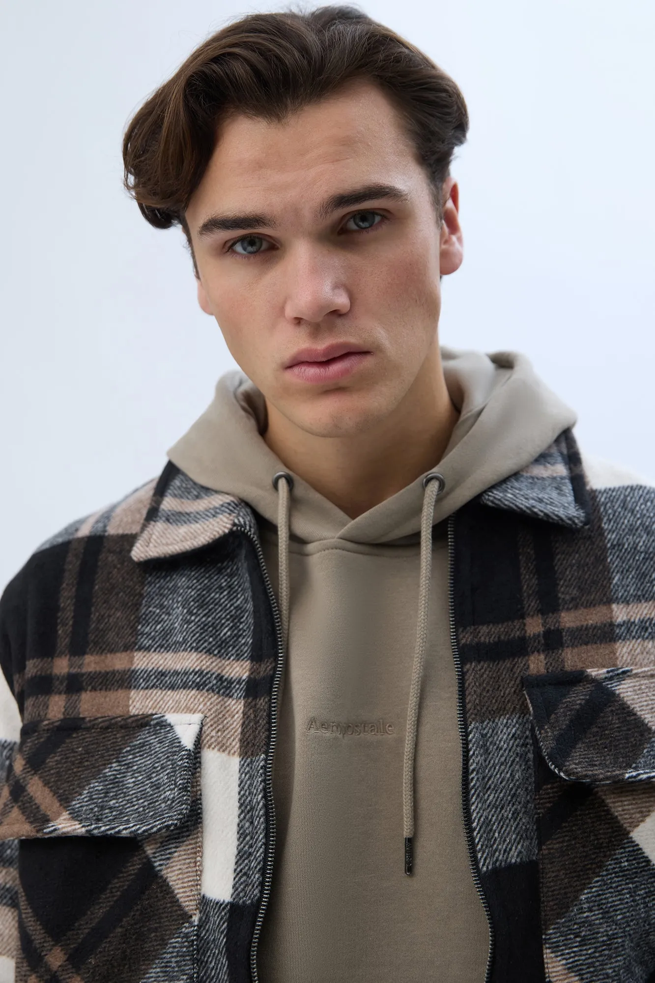 North Western Zip-Up Plaid Shacket