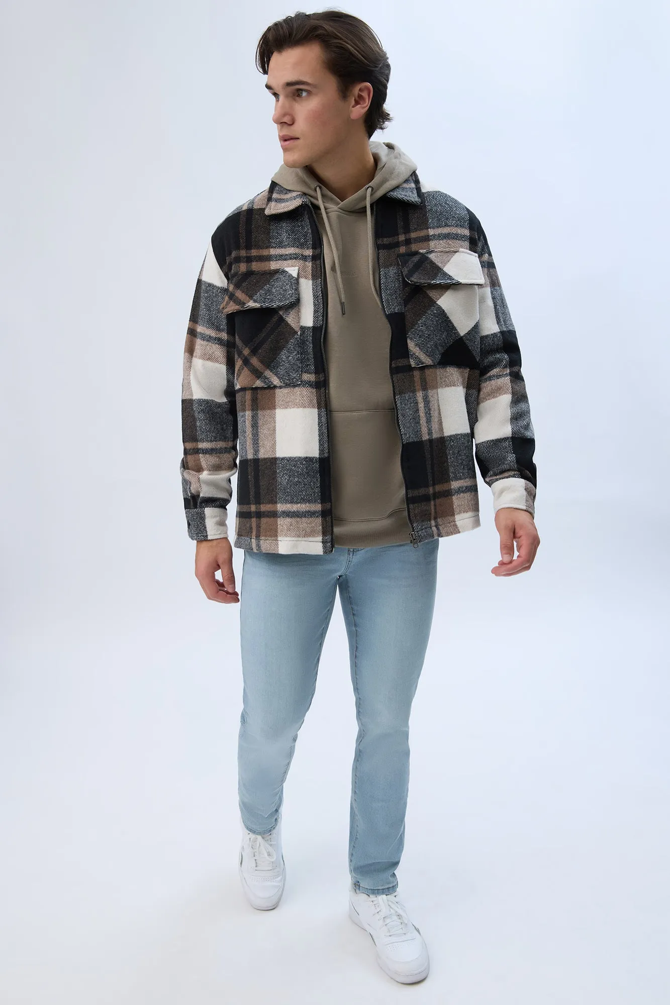 North Western Zip-Up Plaid Shacket