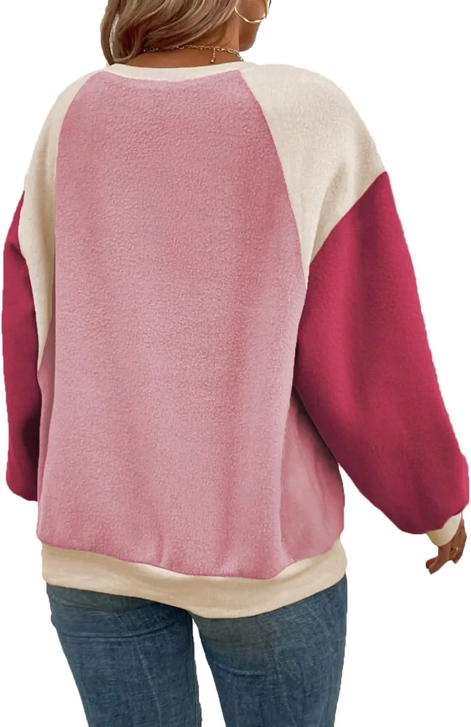 Plus Size Sweatshirts for Women Oversized Colorblock Pullover Tops 1X-5X