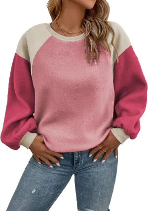 Plus Size Sweatshirts for Women Oversized Colorblock Pullover Tops 1X-5X