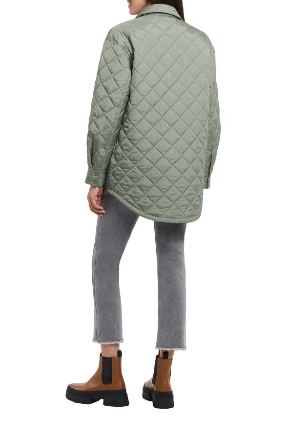 Quilted Shacket w/ Side Pockets - Dusty Olive