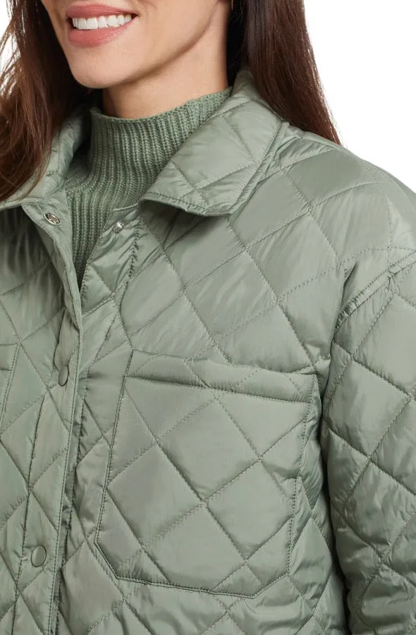 Quilted Shacket w/ Side Pockets - Dusty Olive