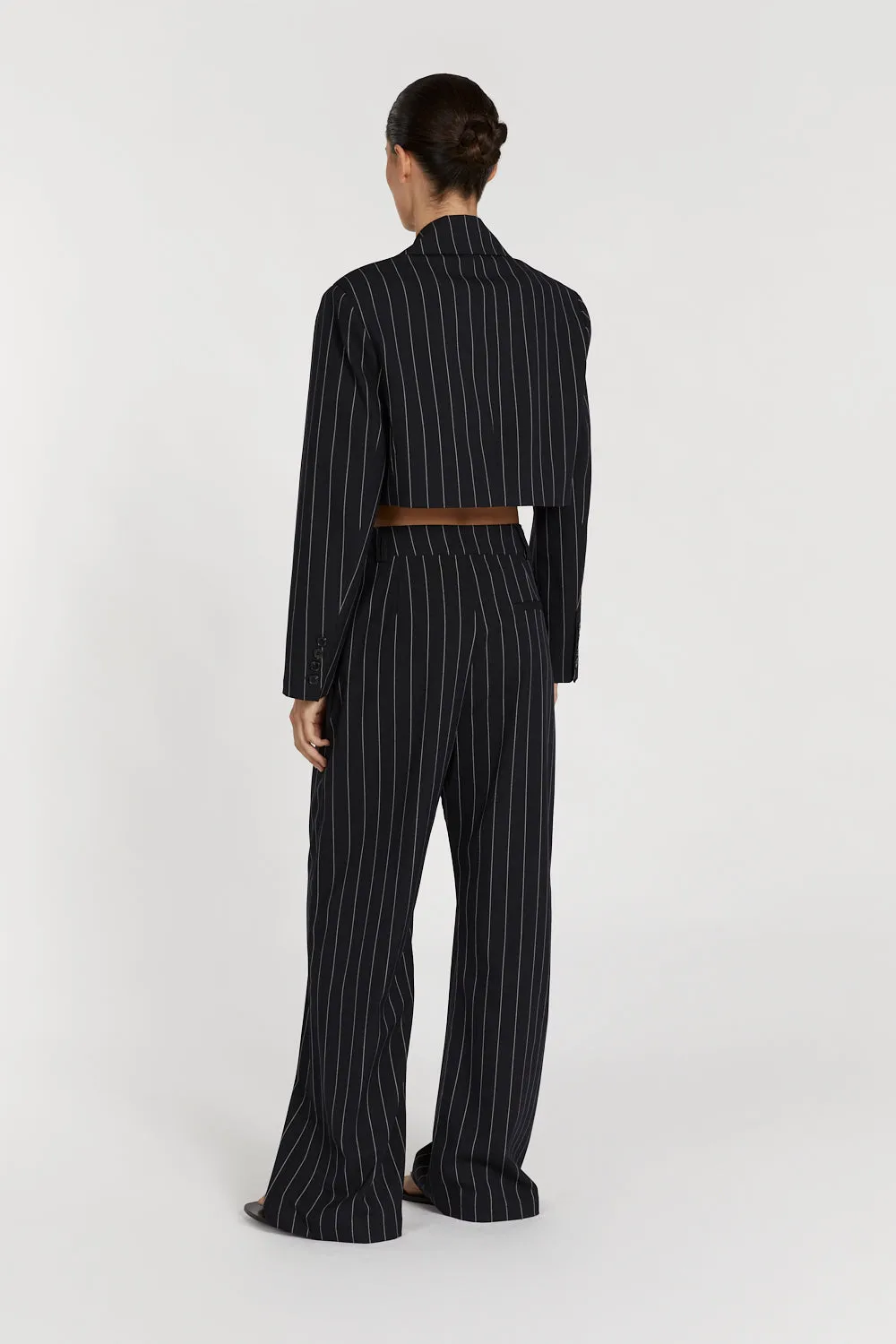 SANDER NAVY STRIPE CROPPED BLAZER