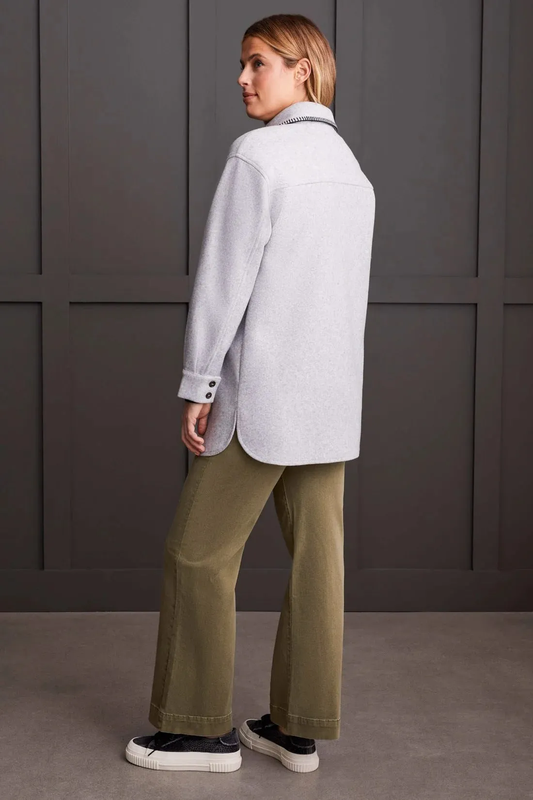 Tri 1864O  Button-Up Jacket with Blanket Stitching