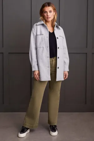 Tri 1864O  Button-Up Jacket with Blanket Stitching