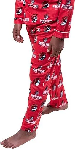 Ultra Game NBA Official Youth 2-Piece Super Soft Button Down Pajamas Set, Portland Trail Blazers, Boys Sizes|Portland Trail Blazers