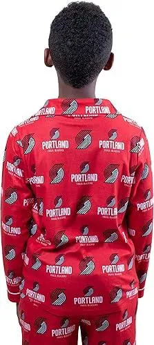 Ultra Game NBA Official Youth 2-Piece Super Soft Button Down Pajamas Set, Portland Trail Blazers, Boys Sizes|Portland Trail Blazers
