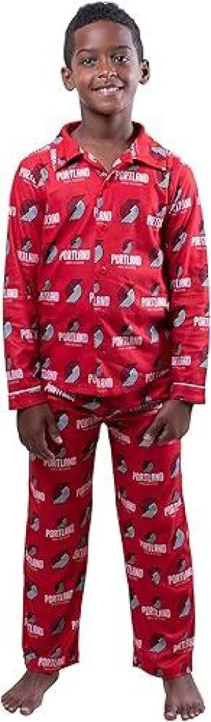Ultra Game NBA Official Youth 2-Piece Super Soft Button Down Pajamas Set, Portland Trail Blazers, Boys Sizes|Portland Trail Blazers