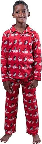 Ultra Game NBA Official Youth 2-Piece Super Soft Button Down Pajamas Set, Portland Trail Blazers, Boys Sizes|Portland Trail Blazers