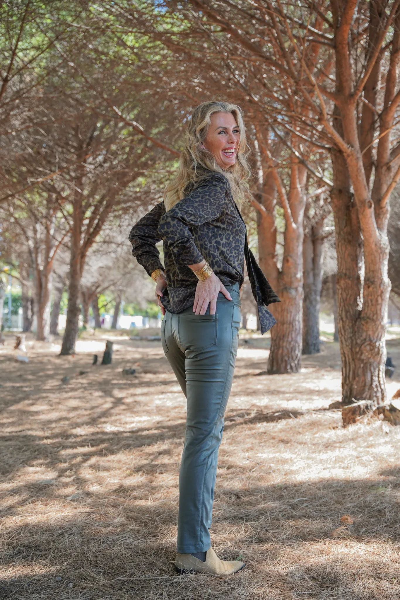 Waxed Olive Pants
