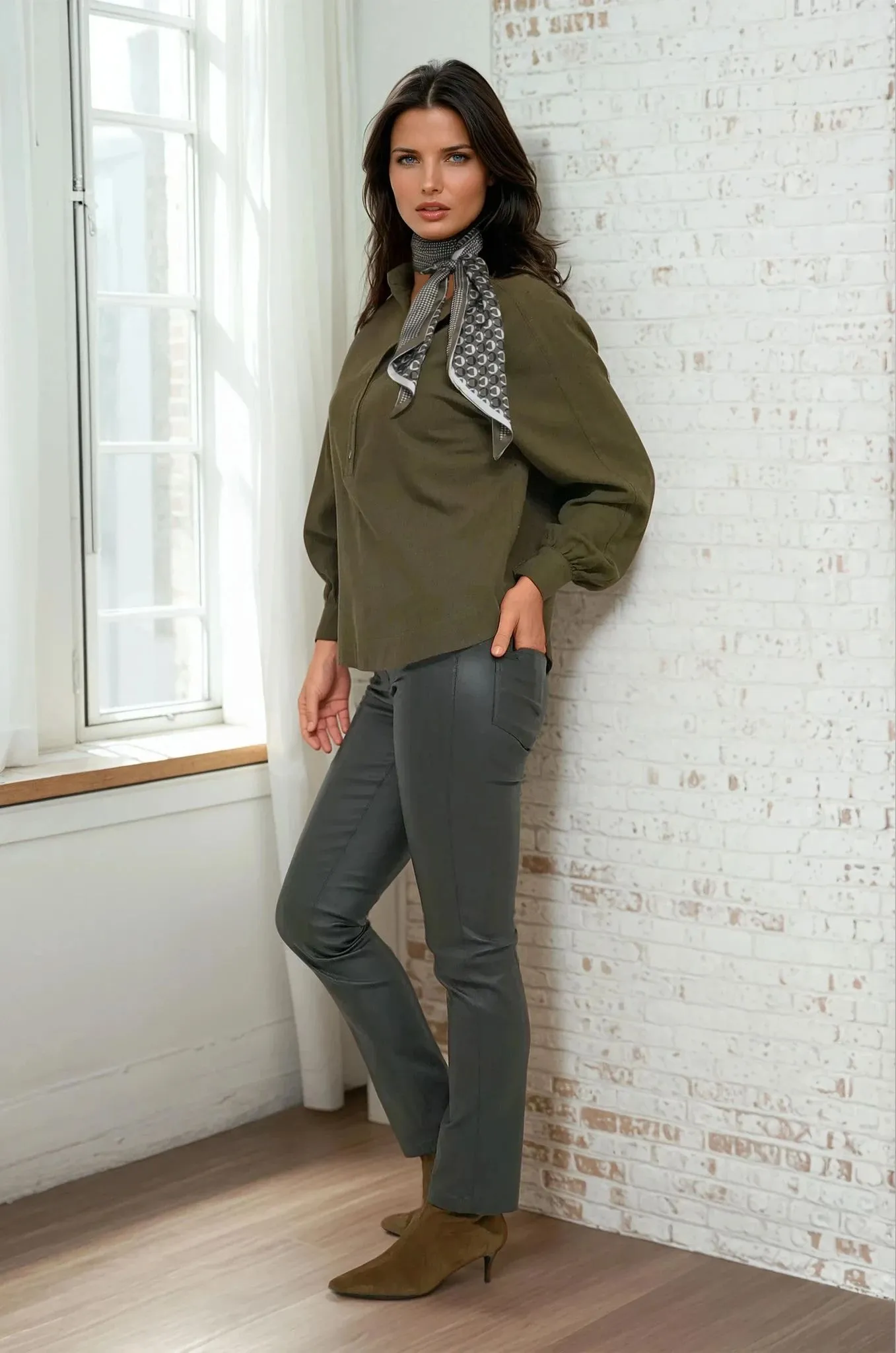 Waxed Olive Pants