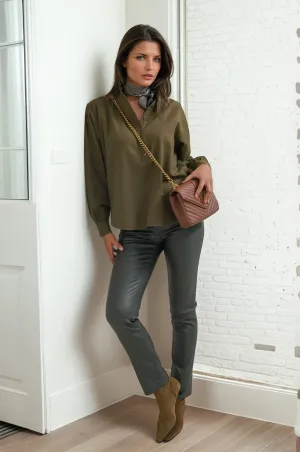 Waxed Olive Pants