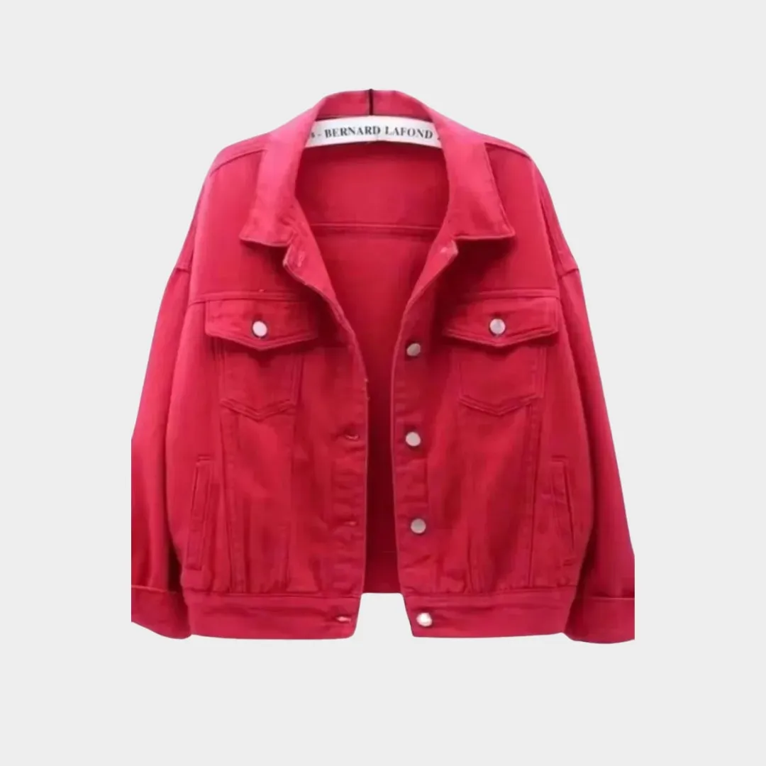 Womens Denim Jacket  Short Casual Outerwear, Spring/Autumn, Loose Fit, Available in White, Black, Purple, Red