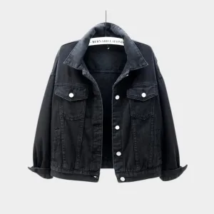 Womens Denim Jacket  Short Casual Outerwear, Spring/Autumn, Loose Fit, Available in White, Black, Purple, Red