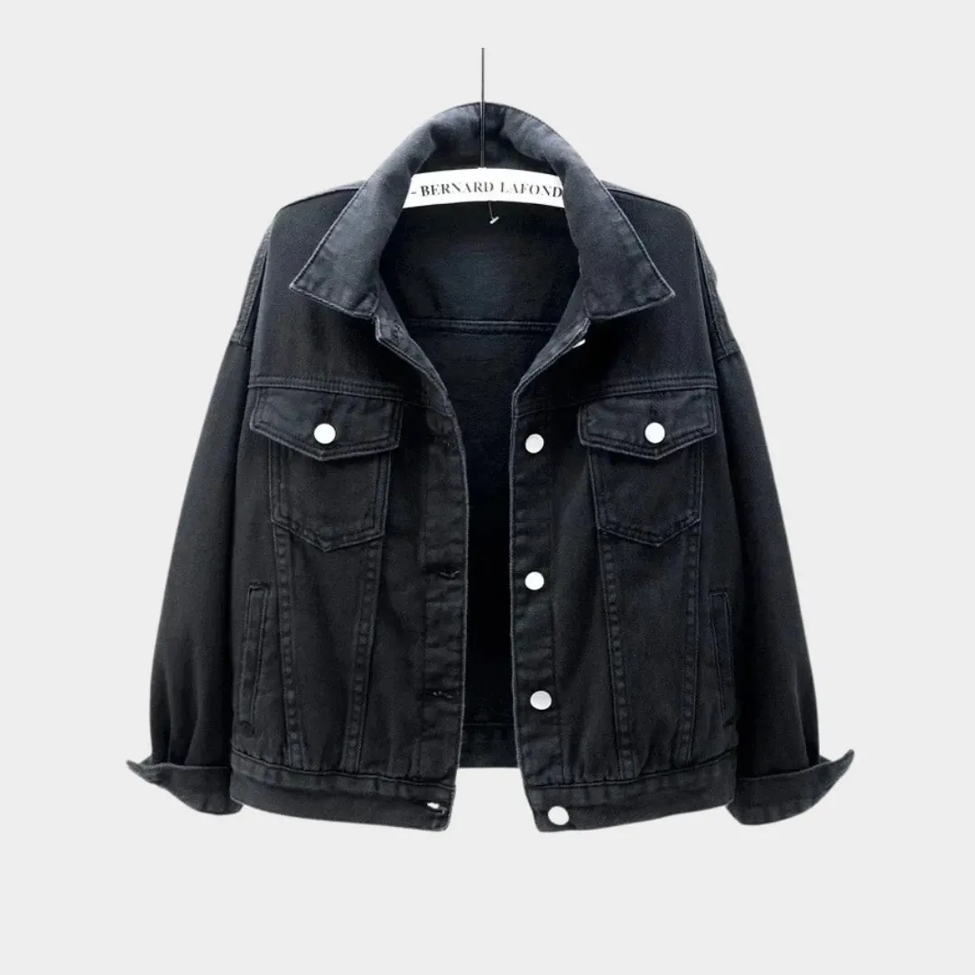 Womens Denim Jacket  Short Casual Outerwear, Spring/Autumn, Loose Fit, Available in White, Black, Purple, Red