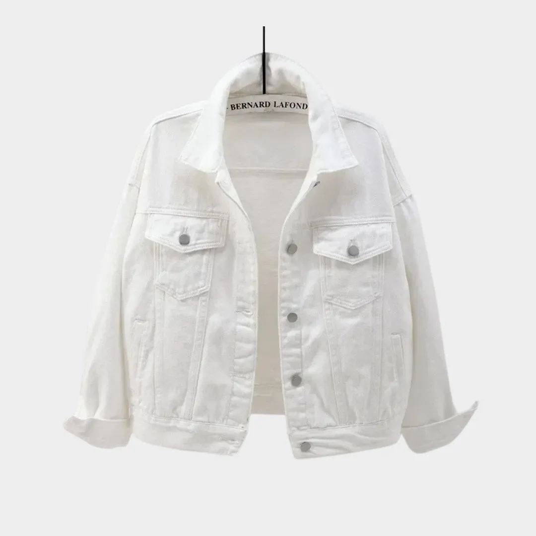 Womens Denim Jacket  Short Casual Outerwear, Spring/Autumn, Loose Fit, Available in White, Black, Purple, Red